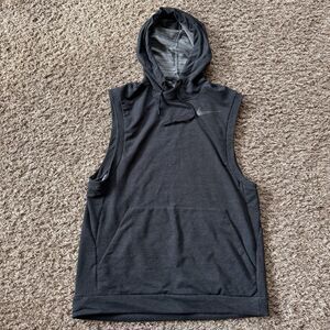 Nike Dri-FIT Sleeveless Hoodie Men Medium Gray Athletic Training Gym 742618-010